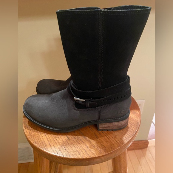 UGG Black Leather and Suede Boots - Size 8.5 EUC RARE - Picture 14 of 14